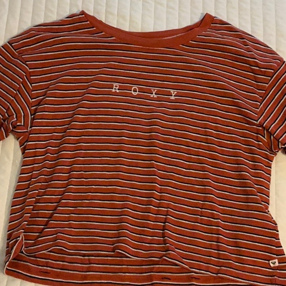 Roxy Orange and White Relaxed Crop Tee